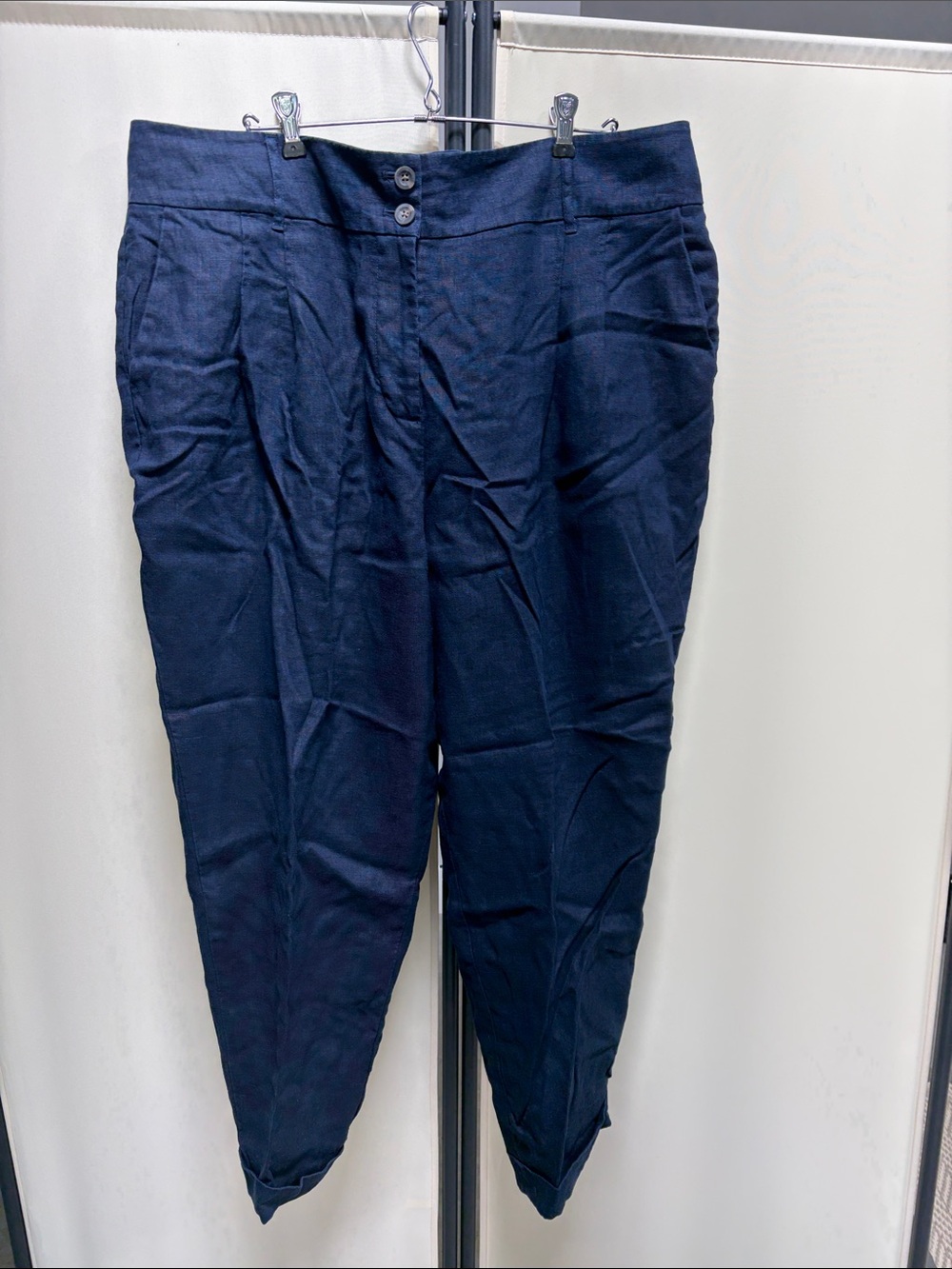 Boden Navy High-Waist Tapered Trousers